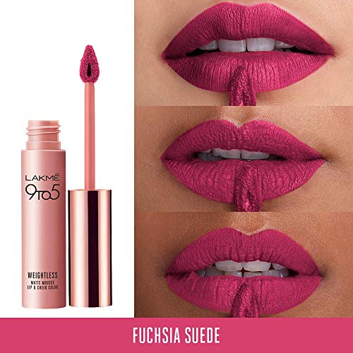 Lakmé 9 to 5 Weightless Mousse Lip Color & Cheek Color, Matte Finish - Fuchsia Sude, 9 g