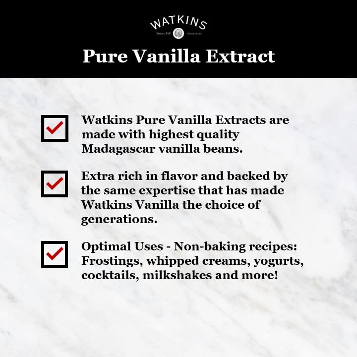 Watkins Pure Vanilla Extract, with Madagascar Vanilla Beans, Non-GMO, Kosher, 1 oz. Bottle, 1-Pack