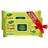 Dabur Baby Wipes: pH 5.5 balanced with Moisture Lock Cap| Contains Aloe Vera & Amba Haldi |with No Parabens & Phthalates - 80 Wipes X Pack of 2