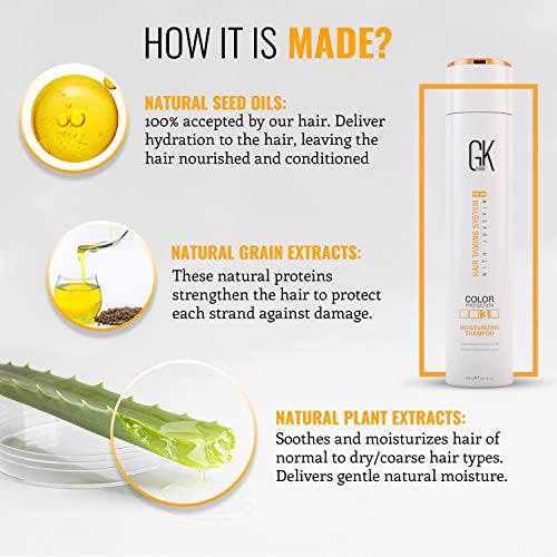 Gk Moisturizing Shampoo For Dry And Frizzy Hair Delivers Hydration And Nourishes Dry Brittle Hair Deeply With Natural Keratin And Seed Oils Extracts - Sulphate And Paraben Free Shampoo 300ml