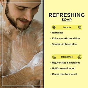 The Man Company Refreshing Bathing Soap Bar Combo with Lemon & Bergamot | Refreshes, Energises, Moisturises & Rejuvenates The Skin | Long-lasting Freshness | For All Skin Types - 100 gm(Pack of 2)