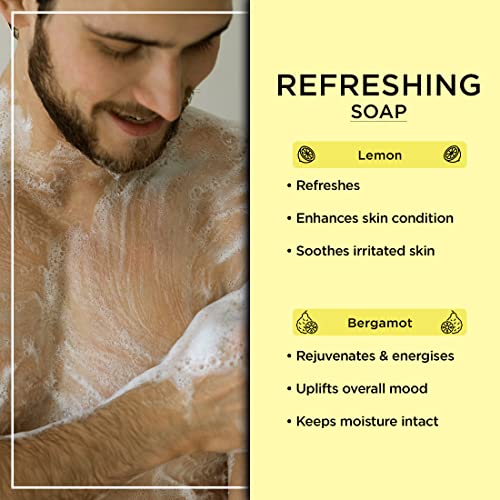 The Man Company Refreshing Bathing Soap Bar Combo with Lemon & Bergamot | Refreshes, Energises, Moisturises & Rejuvenates The Skin | Long-lasting Freshness | For All Skin Types - 100 gm(Pack of 2)