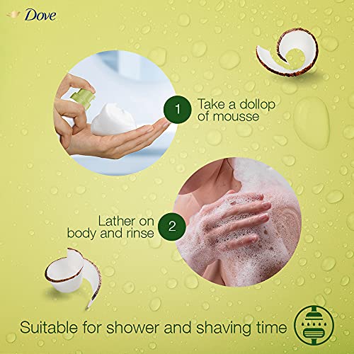 Dove Creamy Shower & Shaving Mousse, Infused with Coconut Oil for Nourishment & Moisture, 24 Hour Softness, Sulphate Free, 200 ml