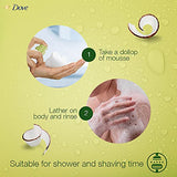 Dove Creamy Shower & Shaving Mousse, Infused with Coconut Oil for Nourishment & Moisture, 24 Hour Softness, Sulphate Free, 200 ml