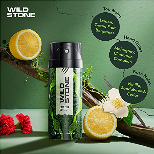 Wild Stone Forest Spice Deodorants for Men, Pack of 2 (150ml each)