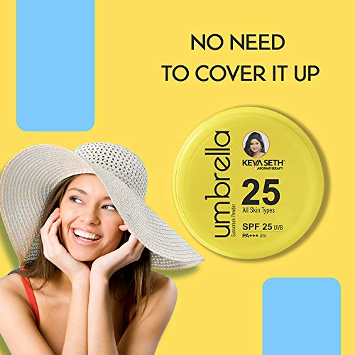 Keya Seth Aromatherapy, Umbrella Sunscreen Powder SPF 25 with PA+++ UV Protection, Sweat Resistant Formula, Makeup Setting & Finishing Loose Powder, Enriched with Micronized Zinc Oxide for Oily Skin 50gm