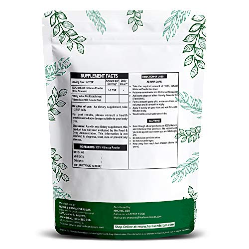 H&C Herbal Ingredients Expert 100% Natural Hibiscus Flower (Rosa Sinensis) gudhal Powder - 227g for For Face Pack & Hair Growth
