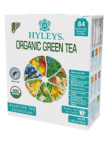 HYLEYS Tea Organic Green Tea Assorted Collection - 84 Tea Bags