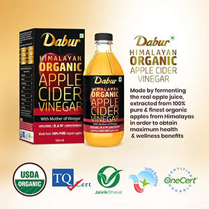 DABUR Himalayan Organic Apple Cider Vinegar with Mother of Vinegar |100% Pure| USDA Organic Certified |Raw, Unfiltered and Unpasteurized|Helps Boost Immunity - 500 ml