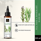 Good Vibes Tea Tree & Rosemary Anti Dandruff Hair Oil, 100 ml Moisturizes Hair, Hydrates Nourishes Soothes Scalp | For Rough & Dry Scalp & Hair | No Parabens, No Sulphates, No Mineral Oil