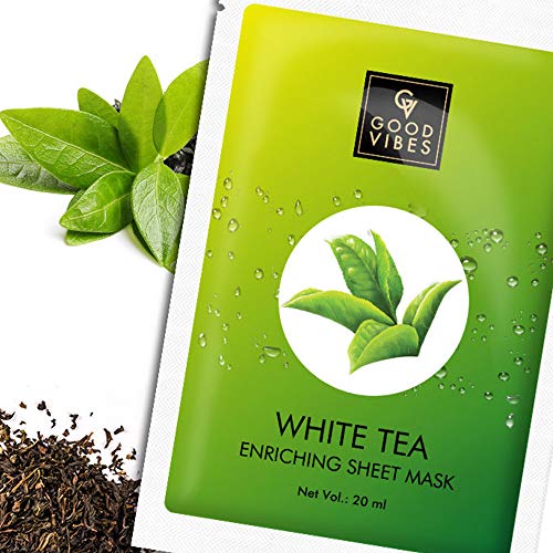 Good Vibes White Tea Enriching Sheet Mask (Pack of 3) | Lightweight Hydrating Moisturizing Softening Face Serum Sheet Mask For All Skin Types | No Animal Testing