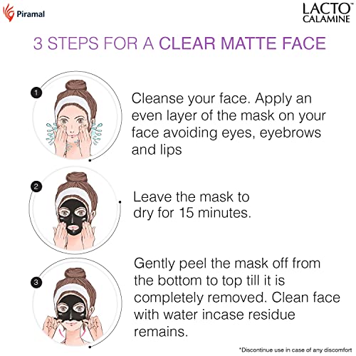 Lacto Calamine Face Peel Off Mask with Activated Charcoal and Vitamin E for deep pore cleansing, removing blackheads and whiteheads & fresh glowing skin – No Parabens No Sulphates, Black, 120 g
