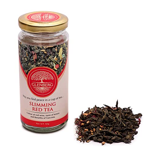 Glenberg Slimming Red Tea | Green Tea with Garcinia (Helps in Weight Management) & Free Premium Wooden Spoon | 50 Gm, 25 Cups
