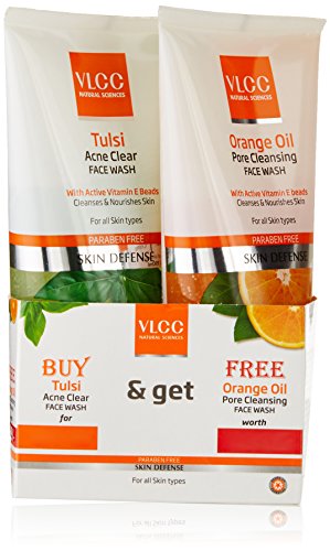 VLCC Tulsi Face Wash, 150ml with Free Orange Oil Face Wash, 150ml