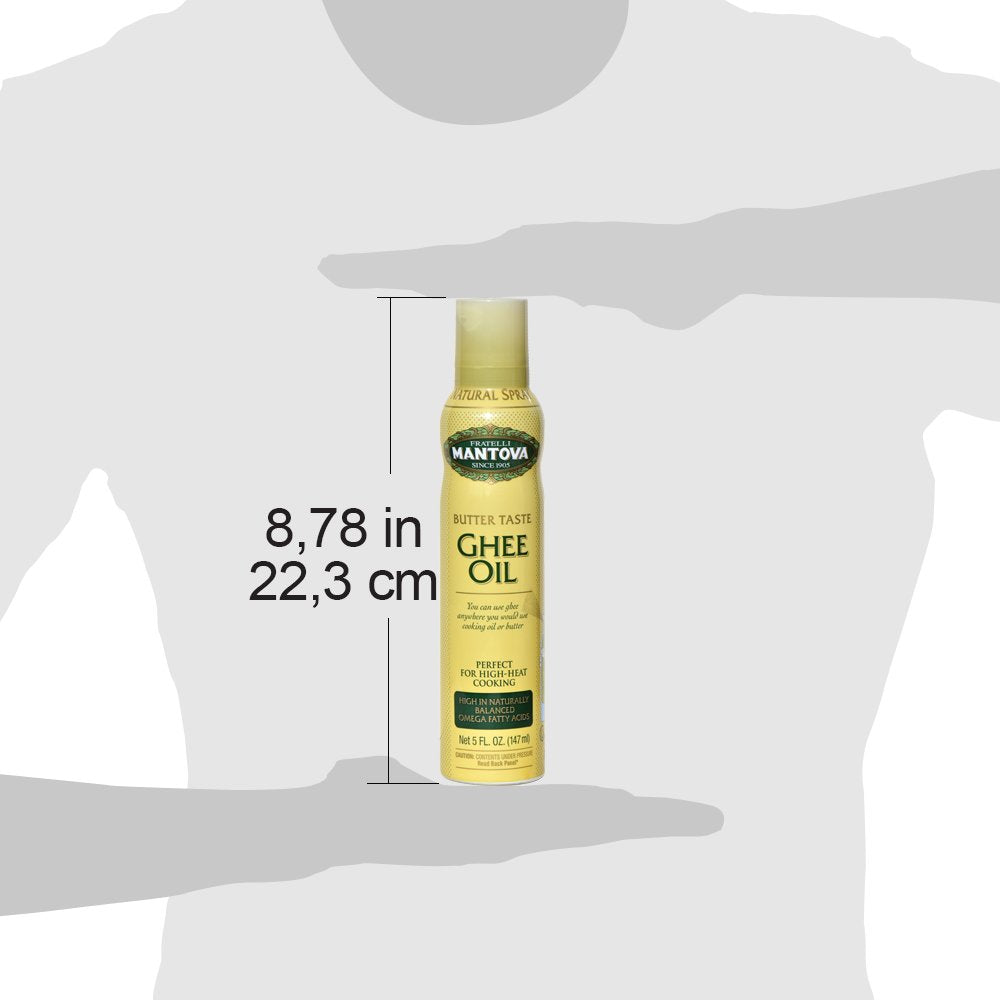 Mantova Ghee Oil, 100% Pure Cooking Oil Spray, Omega-3, perfect for Keto snacks, baking, grilling, or cooking, our oil dispenser bottle lets you spray, drip, or stream with no waste, 5 oz