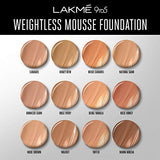 Lakmé 9to5 Weightless Mousse Foundation, Toffee, 25 g