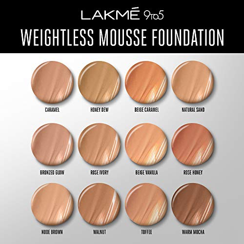 Lakmé 9to5 Weightless Mousse Foundation, Bronzed Glow, 25 g