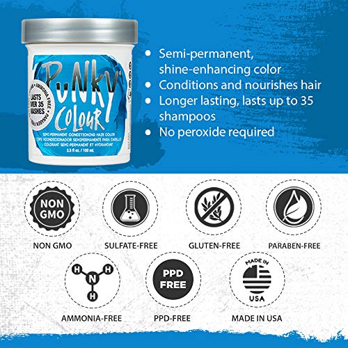 Jerome Russell Punky Semi Permanent Hair Color Conditioning, 100ml - Lagoon Blue (Pack of 1)