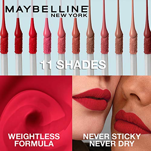 Maybelline New York Sensational Liquid Matte Lipstick 03 Flush It Red, 7G.