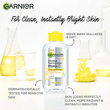 Garnier Micellar Water With Vitamin C, 125ml | Garnier Micellar Cleansing Water | One Swipe Makeup Remover | For Dull and Sensitive Skin | Removes Makeup + Brightens Skin