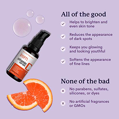 Irem Vitamin C Serum for face with Hyaluronic acid, Ferulic acid, Aloe vera and Grape seed extract, 30ml