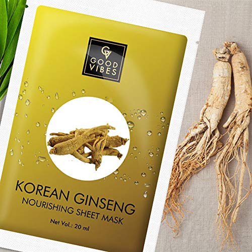 Good Vibes Korean Ginseng Nourishing Sheet Mask (Pack of 3) | Lightweight Hydrating Moisturizing Softening Face Serum Sheet Mask For All Skin Types | No Animal Testing