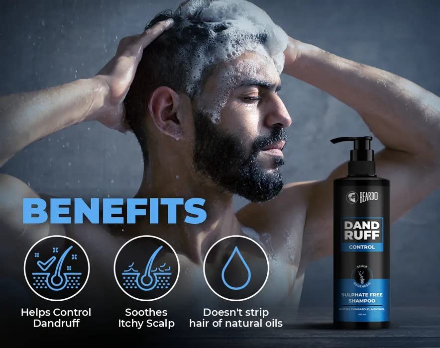 Beardo Dandruff Control Sulphate Free Shampoo 200 ml | Biotin | Climbazole | Menthol | Reduce Dandruff and Itchy Scalp