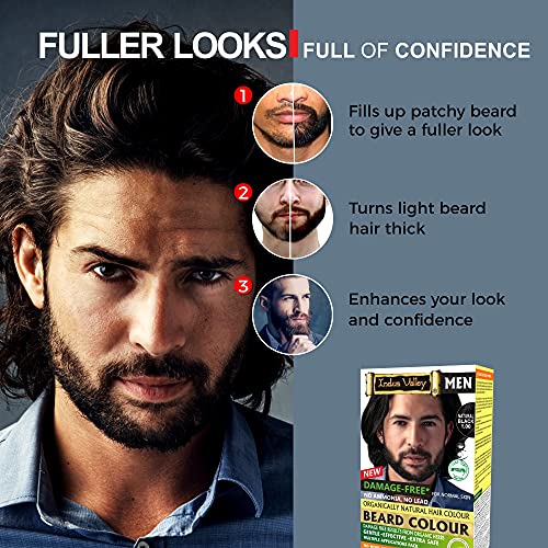 INDUS VALLEY Natural Damage Free Beard Hair Color ,Black (100g)