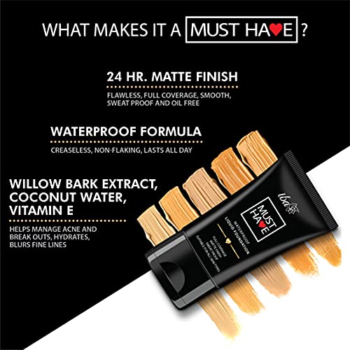 Iba Must Have Waterproof Liquid Foundation - Golden Sand l Full Coverage l Oil Free & Lightweight l Vegan & Cruelty-Free