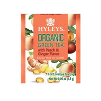 HYLEYS Tea Organic Green Tea Peach and Ginger Flavor - 25 Tea Bags (100% Natural, Sugar Free, Gluten Free and Non-GMO)