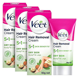 Veet Hair Removal Cream for Dry Skin, 50gm, Pack of 3