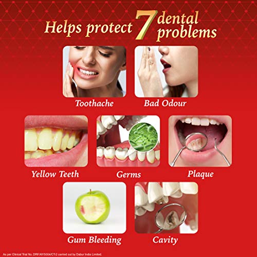 Dabur Red Paste - India's  No.1 Ayurvedic Paste, Provides Protection Plaque Removal, Toothache, Yellow Teeth, Bad Breath- 800g (200gm*4)