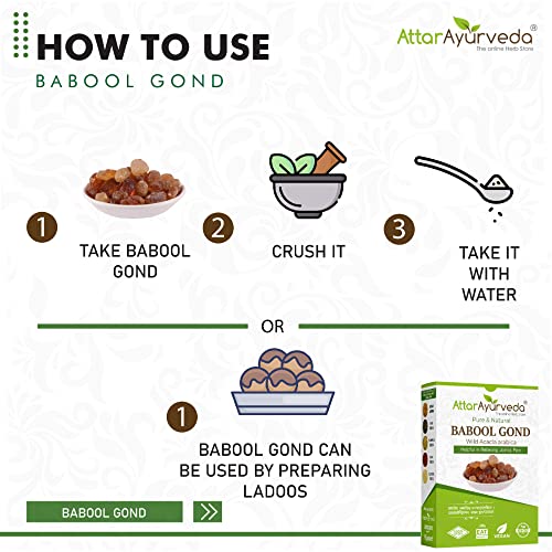 Attar Ayurveda Babul Gond Gum - Kikar Gond - Babool Gond - Acacia arabica Willd (250 Grams)