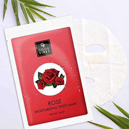 Good Vibes Rose Moisturizing Sheet Mask (Pack of 3) | Lightweight Hydrating Moisturizing Softening Face Serum Sheet Mask For All Skin Types | No Animal Testing