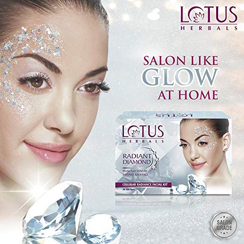 Lotus Herbals Radiant Diamond Cellular Radiance 1 Facial Kit | With Diamon Dust & Cinnamon | For All Skin Types | 37g