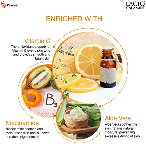 Lacto Calamine Vitamin C face wash with Aloe Vera & Niacinamide for bright and glowing skin| Exfoliates skin, reduces pigmentation, No parabens, no sulphates – (100 ml * pack of 3), Orange