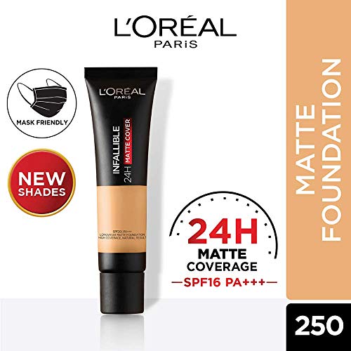 Loreal Paris Infallible 24H Matte Cover Liquid Foundation, 250 Radiant Sand, 35 ml