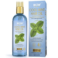 WOW Skin Science Cool Mint Hair Oil - with Comb Applicator - Non Sticky & Non Greasy - for All Hair Types - No Mineral Oil, Silicones, Synthetic Fragrance - 100mL