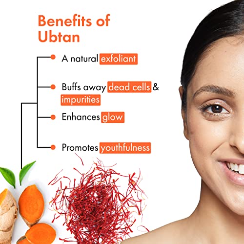 Good Vibes Ubtan Insta Glow Face Mask, 50 g | Brightening, Cleansing, Smoothening Face Pack For All Skin Types | With Turmeric, Saffron, Sunflower Seed Oil | No Parabens, Sulphates & Mineral Oil