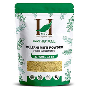 H&C Herbal Ingredients Expert Natural Multani Mitti/Fullers Earth Powder (Bentonite Clay) - For Face Pack 227g / 0.5 LB / 08 oz
