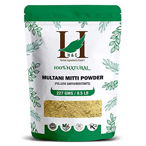 H&C Herbal Ingredients Expert Natural Multani Mitti/Fullers Earth Powder (Bentonite Clay) - For Face Pack 227g / 0.5 LB / 08 oz