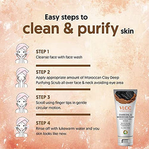 VLCC Charcoal & Moroccan Clay Deep Purifying Scrub (90gm), 90 g