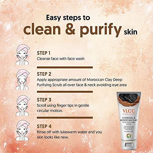 VLCC Charcoal & Moroccan Clay Deep Purifying Scrub (90gm), 90 g