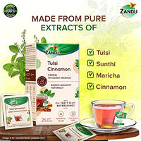 Zandu Tulsi Cinnamon Ayurvedic Infusion (Kadha), Natural Immunity Booster Herbal Tea, Full of Anti-oxidants - 25 Tea Bags