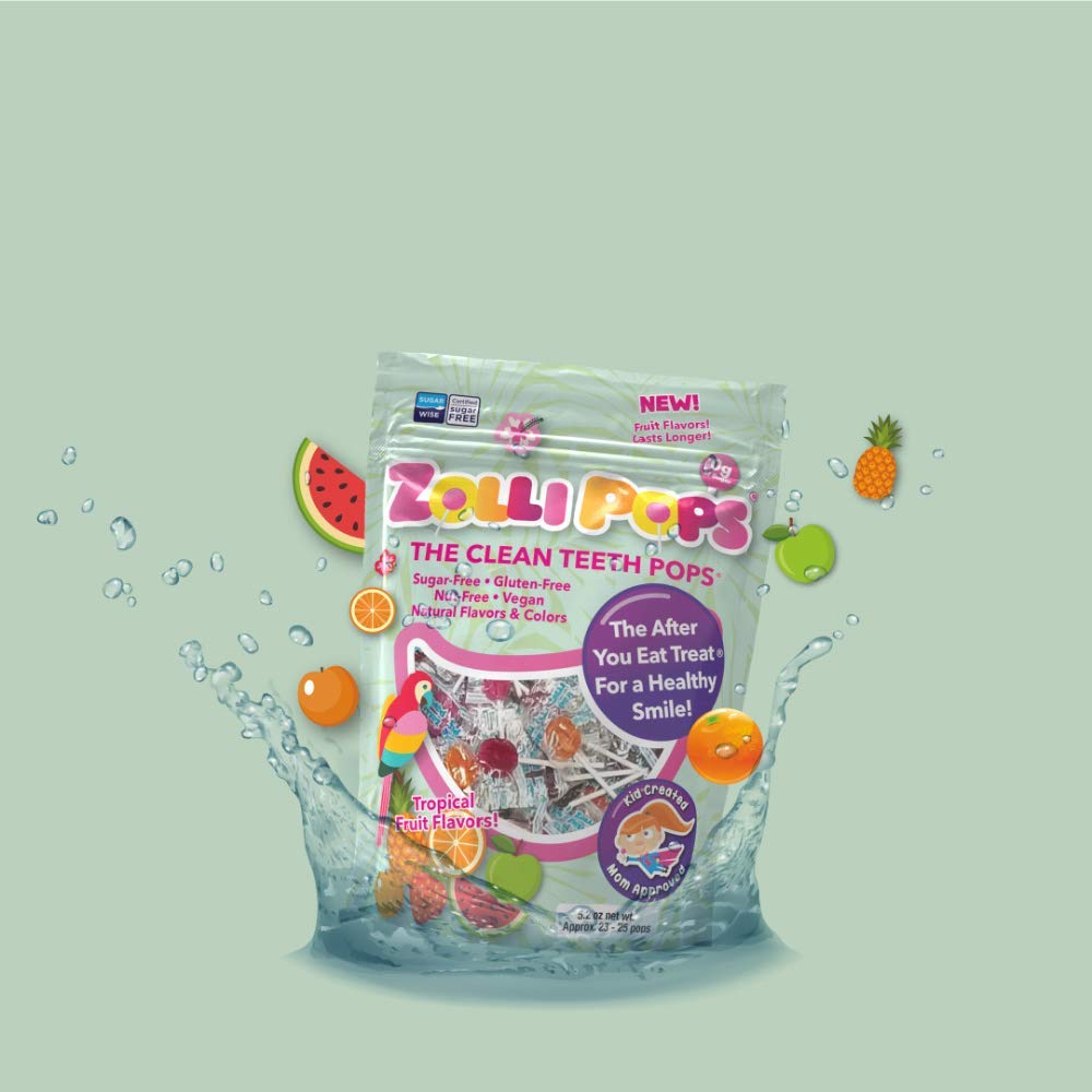 Zollipops Clean Teeth Lollipops, Tropical Flavors, 10.4 Ounce