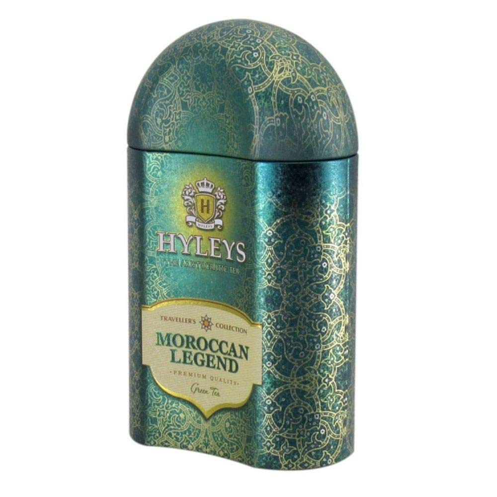 Hyleys Traveller's  Collection Moroccan Legend Loose Leaf Green Tea with Mint Rose and Blue Corn Flowers in Tin, 3.52 Ounce - (100% Natural, Sugar Free, Gluten Free and Non-GMO)