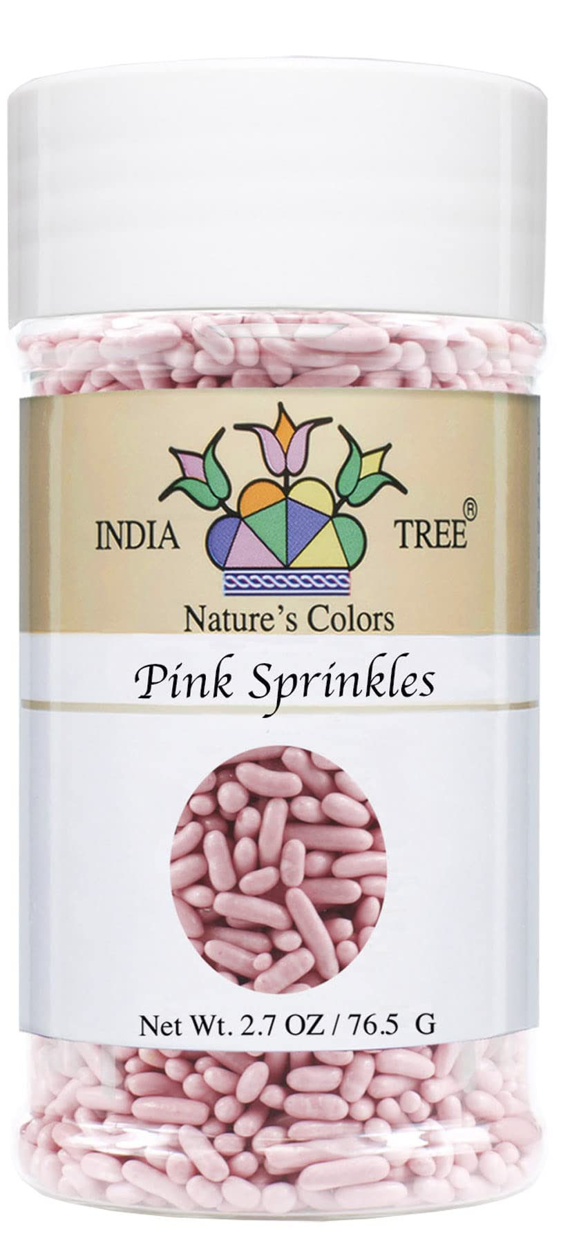 India Tree Nature's  Colors Pink Sprinkles, 2.7 Ounce