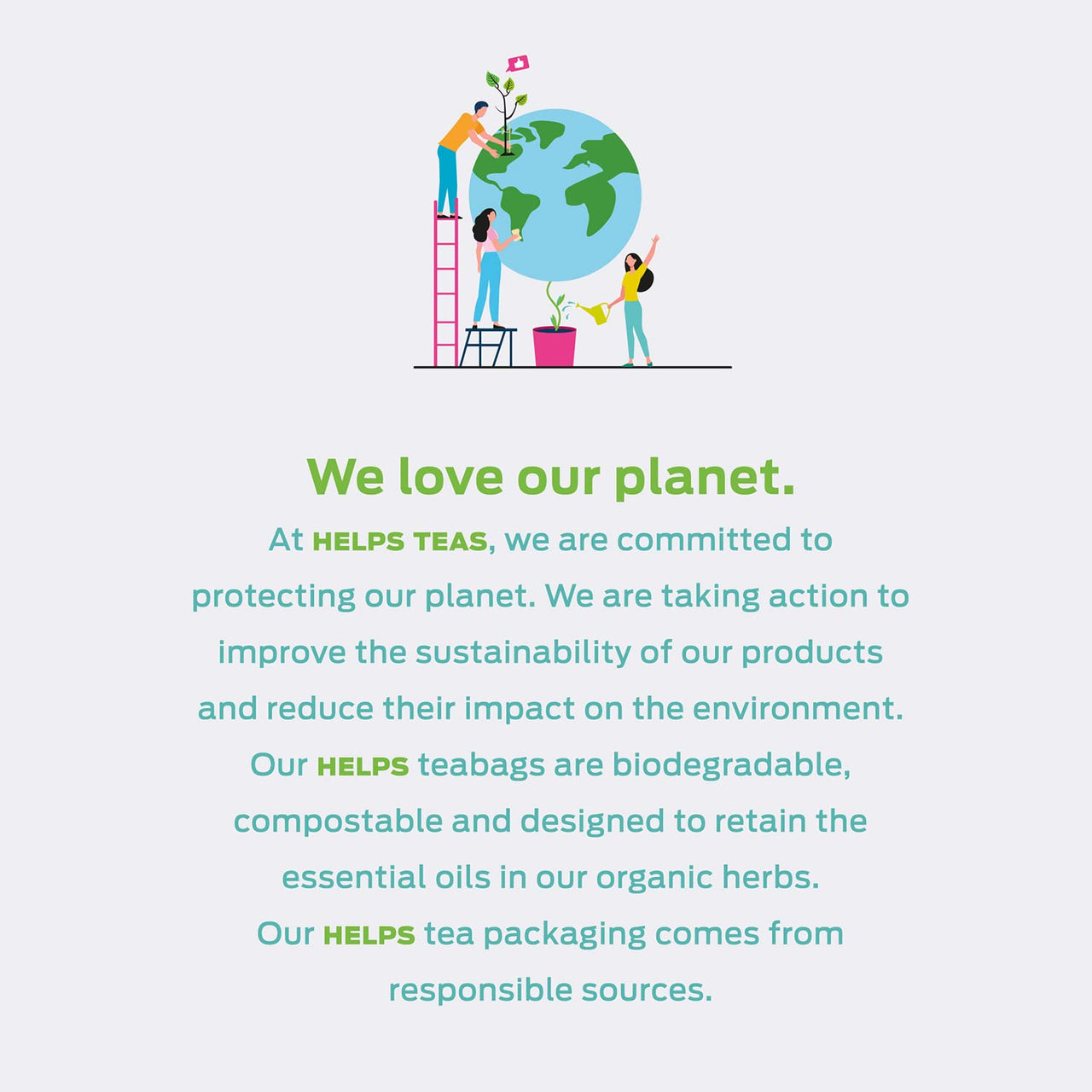 HELPS TEAS | Helps Refresh | Organic Green Tea with Spearmint. Natural Energy, Antioxidant, Thermogenic Herbal Tea| 16 Tea Bags |