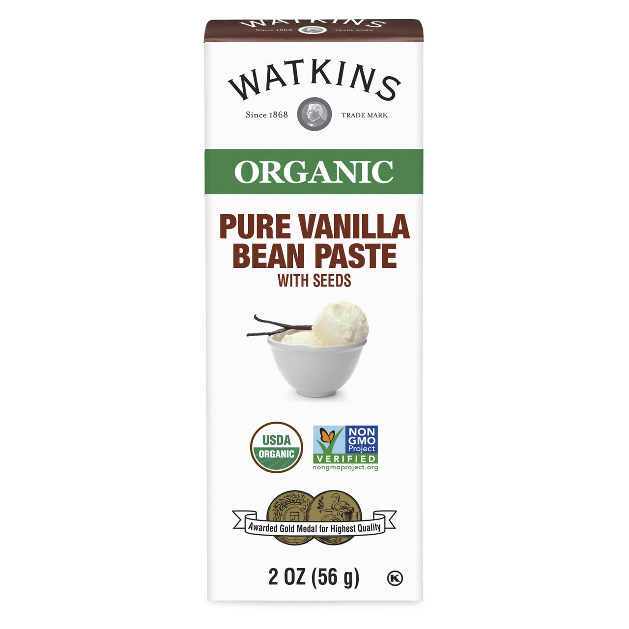 Watkins Organic Pure Vanilla Bean Paste, Non-GMO, Kosher, 2 oz. Bottle, 1-Pack
