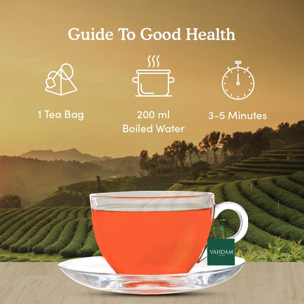 VAHDAM, Assam Black Tea (15 Tea Bags) - Long Leaf Assam Tea Bags - RICH & MALTY - Breakfast Tea Bags, FTGFOP1 Grade, 100% Certified Pure Unblended Assam Tea Loose Leaf - 15 Pyramid Tea Bags